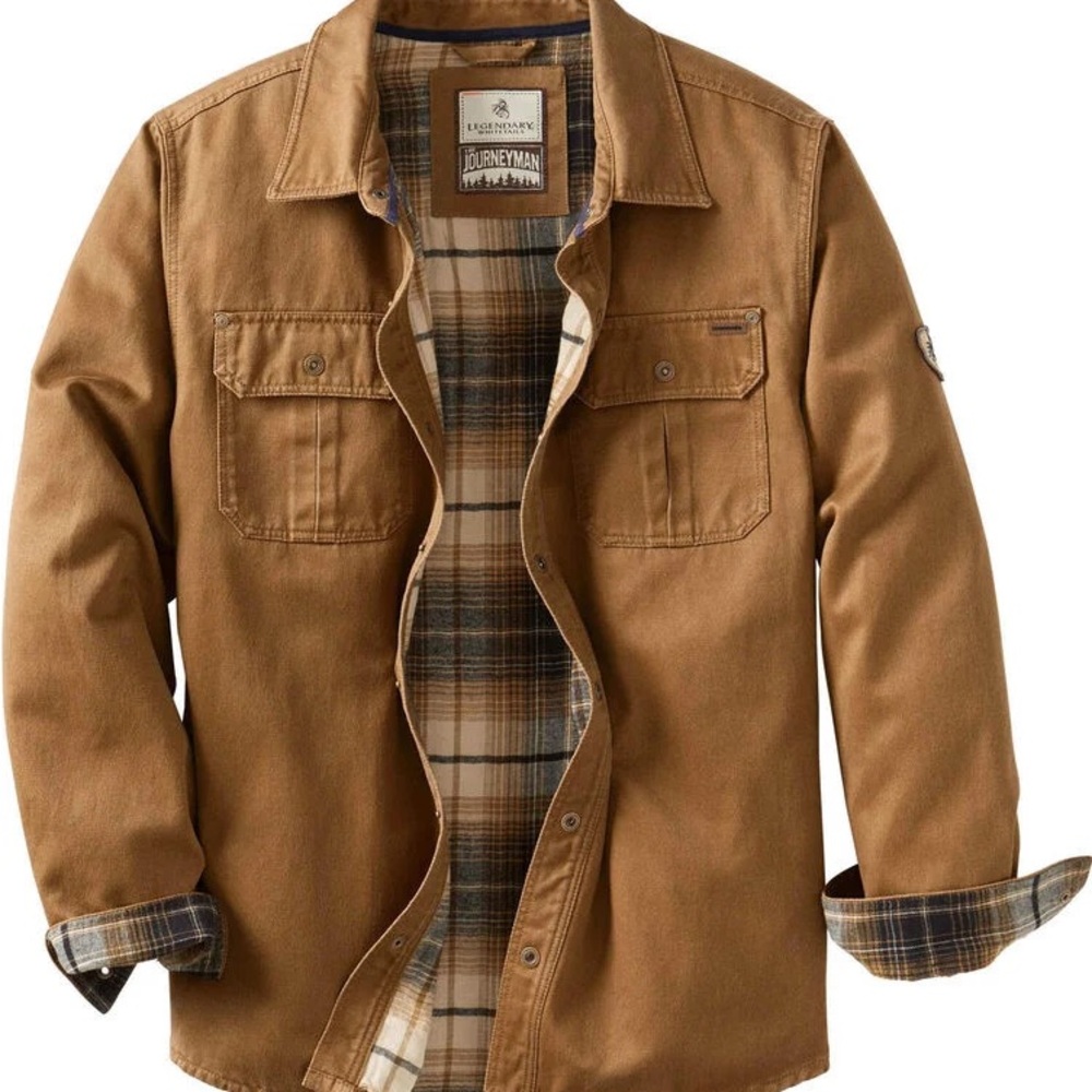 Legendary Whitetail Men's Journeyman Flannel Lined Shirt Jacket 2X in Barley